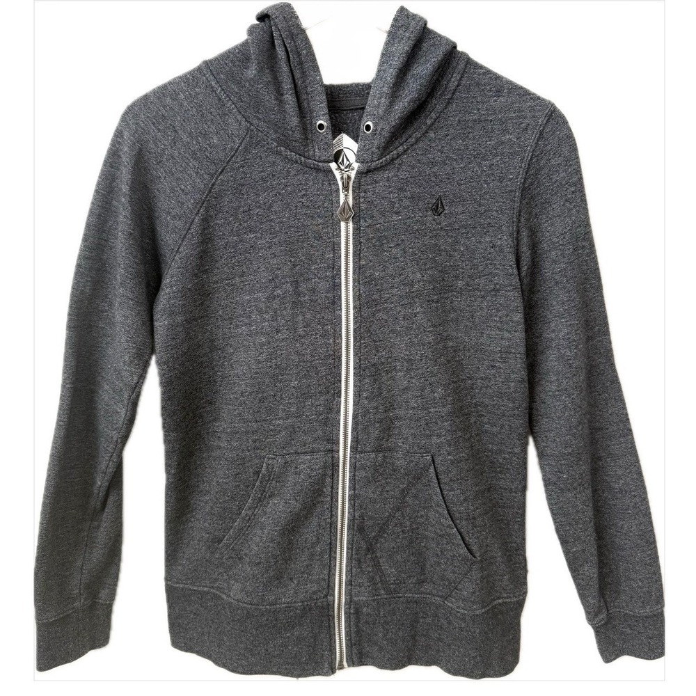 Volcom Gray Zip Up Hoodie Womens Medium Logo Sweatshirt Casual Gorpcore